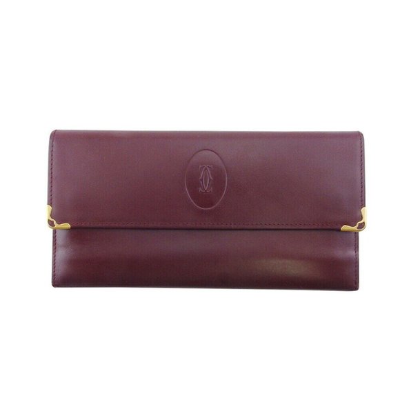 Cartier long wallet Mastrin Bordeaux Leather Authentic